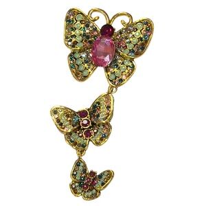 RHINESTONE Trio Of BUTTERFLIES Brooch